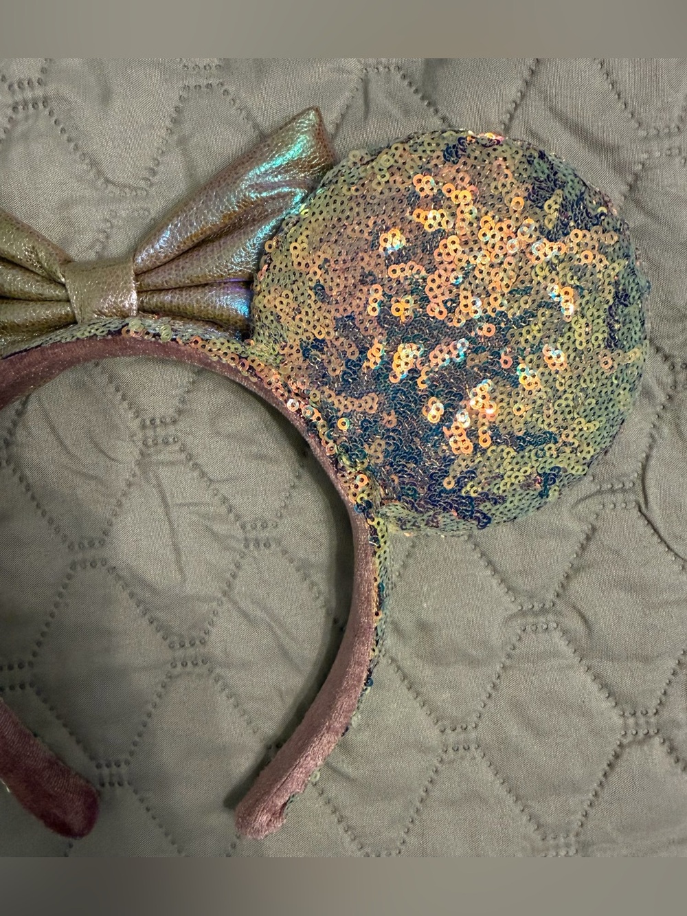 Disney Iridescent Sequin Minnie Ears Headband - Multicolor Pink Gold Green - Picture 6 of 8